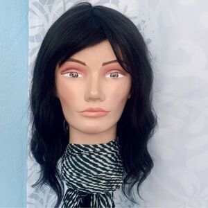 Dark Brown Synthetic Wavy Wig With Bangs Size OS